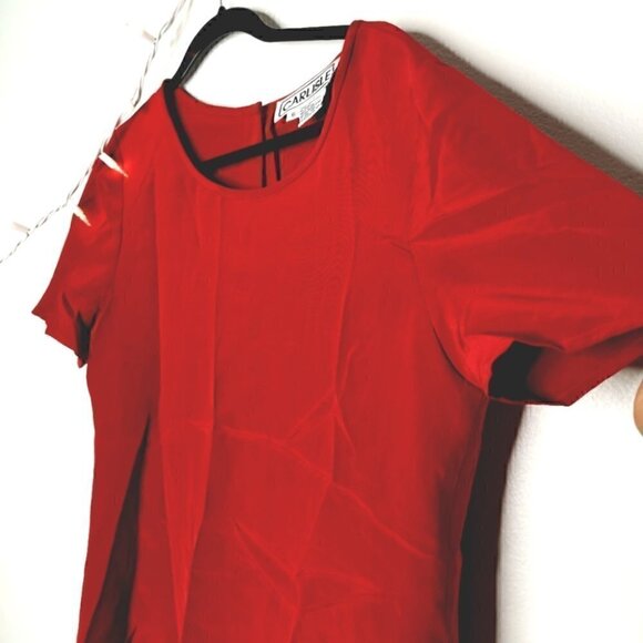 Vintage Carlisle Women's 6 EUC Buttoned Silk Short Sleeve Round Neck Cute Blouse - Picture 6 of 11